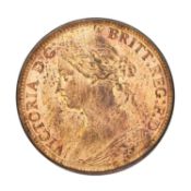 Victoria, Farthing 1863, (S.3958); Uncirculated, with almost full lustre, Rare date and rarer in