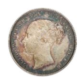 Victoria, Shilling 1855, (S.3904); dark toning, Good Extremely Fine