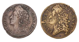 2x Ireland, James II, Gunmoney Shillings, comprising: October 1689, no stops on obverse, (S.6581D2),