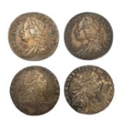 4x Georgian Sixpences; comprising: George II, sixpence 1757, old head, plain angles (S.3711), toned,