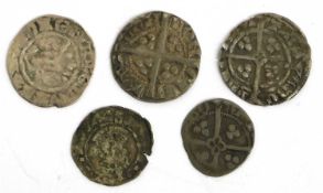 Assortment of Medieval Hammered Coinage; 5 coins comprising; Henry V, penny, York mint, quatrefoil