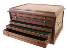 A Mahogany Tabletop Coin Cabinet, made up of 6x felt lined coin drawers with 20 spaces each and 1x