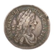 Charles II, Shilling 1663, first bust (Bull 500, ESC 1022, S.3371), dark toning, good detail,