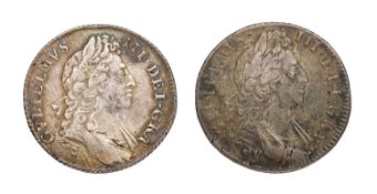 2x William III, Shillings, comprising; shilling, 1697, London Mint, first bust (Bull 1117, ESC 1091,