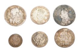 Charles II, Maundy Oddments, 6 coins comprising: undated fourpence (S.3383); undated threepence (S.