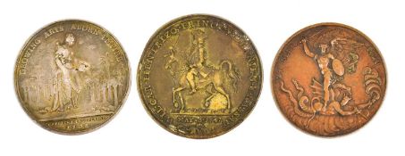 Assorted Commemorative Medals, 3 medals comprising; Britain, 'Jernegan's Lottery 1736' silver medal,