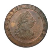 George III, Penny 1797, 10 leaves in wreath, (S.3777); Extremely Fine with traces of original mint