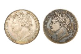 2x George IV, Halfcrowns 1820 and 1823, (S.3807 & S.3808); Fine/Good Fine and Very Fine/Good Very