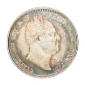 William IV, Shilling 1834, (S.3835); rainbow toning, Near Extremely Fine