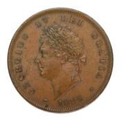 George IV, Penny 1826, thin line on saltire on reverse, (S.3823); very small verdigris patch on