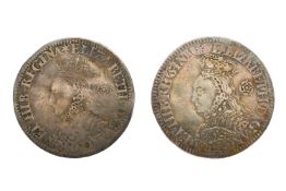 2x Elizabeth I, Milled Sixpences; comprising: 1562, 2.95g, mm. star, obv. large broad bust facing