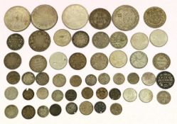 Mixed Lot of Canadian Silver Coinage, 40+ 19th and 20th Century coins including some examples from
