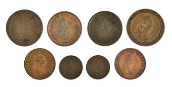Assortment of George III Copper Coins, 8 coins to include; (2x) 'cartwheel' pennies 1797, GVF and VF