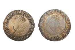 2x Elizabeth I, Shillings; both sixth issue, comprising: undated, 5.96g, mm, bell 1582-83, without