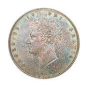 George IV, Halfcrown 1826, third reverse, (S. 3809); beautiful toning, Extremely Fine