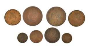 Selection of George IV Copper Coins, 8 coins comprising; penny 1825, one or two minor edge
