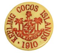Keeling Cocos Islands 10 Cents 1913; 'plastic ivory token' serial number 1895, (KM#Tn2); Very