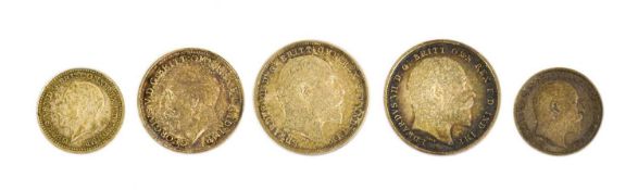 Edward VII & George V, Maundy Oddments; 5 coins comprising; Edward VII, (2x) 4d 1902, both EF and
