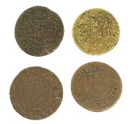 Yorkshire Tokens 17th Century, 4 tokens comprising: Skipton, Robert Lund halfpenny 1668, (W 342)