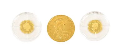 Fractional Gold Coins and Simulation Sovereign, 3 coins comprising: Solomon Islands, $10 2022 (.