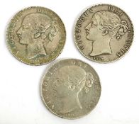 3x Early Victoria Crowns, comprising; 1844, star stops, couple of minor edge knocks o/wise Very
