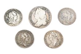 Selection of Georgian Silver Coinage, 5 coins comprising: George I, Sixpences 1720/7, (2x) 1723;