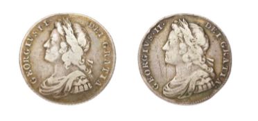 2x George II, Shillings, comprising; shilling 1727, young head, roses and plumes in angles (Bull