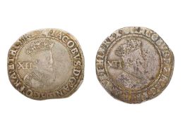 2x James I, Shillings, to include; shilling, first coinage (1603-1604) mm. thistle, second bust (S.