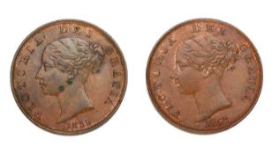 2x Victoria Halfpennies, 1858 &1859 (S.3949); AUNC with traces of lustre and EF with some