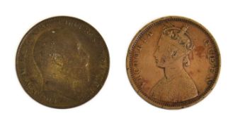 Victoria Mint Error, India half anna, undated obverse brockage, Fine and Rare; together with an