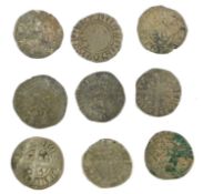 Mixed Edward I Long Cross Pennies, 9 coins altogether; London, York and Canterbury mints; mixed