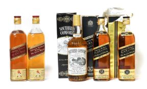 Johnnie Walker Red Label Old Scotch Whisky, 1970s bottllings, 70º proof, 26 2/3 fl. ozs. (two