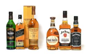 Johnnie Walker Black Label Old Scotch Whisky, blend, 40% vol 70cl (one bottle), Glenfidich 12 Year