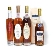 Château Montifaud V.S.O.P. Petit Champagne Cognac (two bottles), Jacquiot Extra Old XO Cognac (one