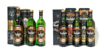 Glenfiddich Pure Malt Scotch Whisky, 40% vol 70cl, one in original cardboard sleeve, one in Clan