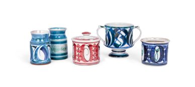 A mixed group of Aldermaston Studio Pottery by various artist potters including Alan Caiger-Smith