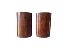 A pair of 19th century mahogany bowfront knife / cutlery boxes