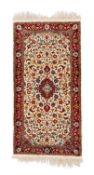 A silk Kashan mat, Central Persia, mid 20th century