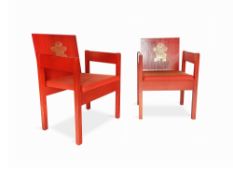 ROYAL INTEREST: A pair of Prince of Wales Investiture chairs designed by Lord Snowdon, 1969