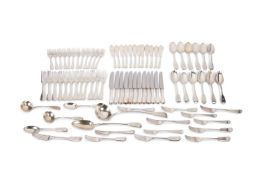 A matched quantity of antique and modern fiddle pattern cutlery, London and Sheffield, various dates