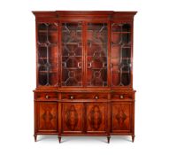 A George III style mahogany breakfront bookcase