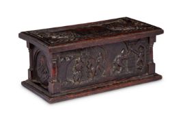A 19th century carved oak casket