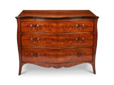 A George III style mahogany and crossbanded serpentine commode in the manner of Henry Hill