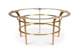 A modern brushed gilt brass circular coffee table