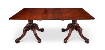 A George IV mahogany twin pedestal dining table