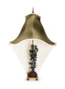 A 1920's Country House Chinese carved figural lamp in the form of Guan Yin