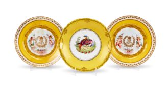 A pair of 19th century Sèvres cabinet plates and another Continental plate