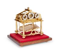 A late 20th century gilt brass Congreve rolling ball clock by Dent, London, circa 1970's, Serial No.