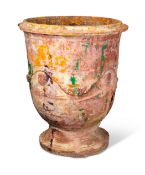 A large early 19th century French glazed terracotta Vase d'Anduze by Boisset Pottery