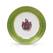 A rare Paris porcelain armorial cabinet plate by Edouard Honoré, circa 1820